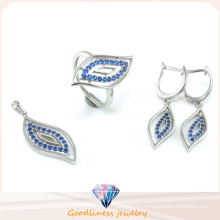 Leaf Pattern Design Fashion Jewelry Set for Woman 3A CZ 925 Sterling Silver Jewelry Set (S3302)